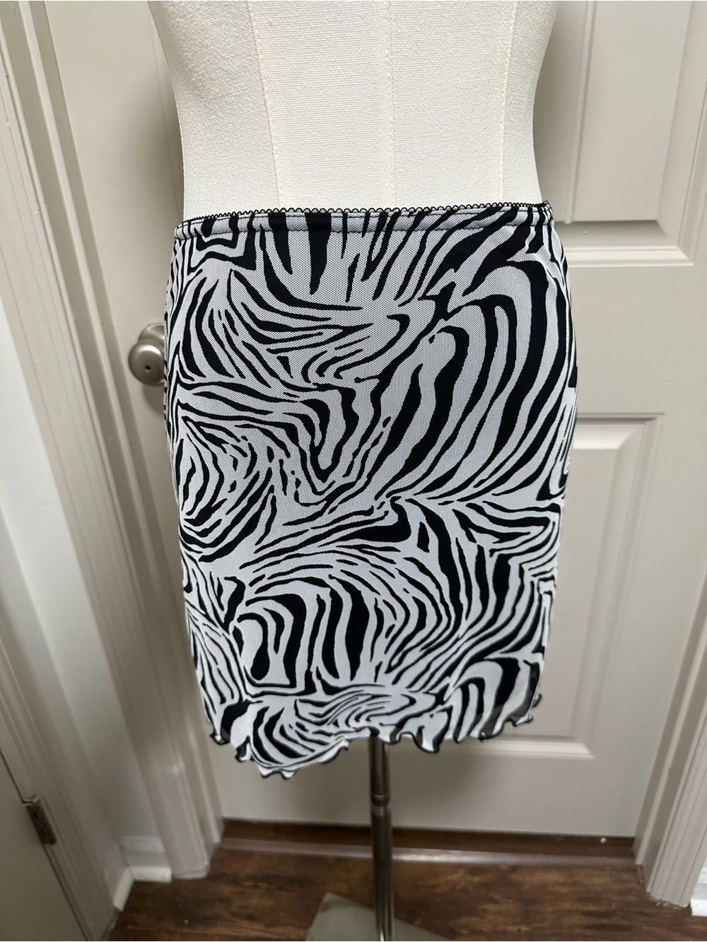 Urban Outfitters Black and White Zebra-Print Mini Skirt